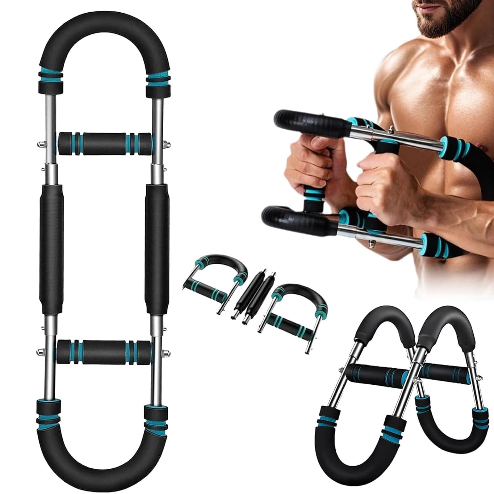Twister Arm Trainer for Men - Adjustable 70-110lb Arm & Chest Exerciser, Thigh Master, Spring Resistance Strength Fitness Equipment
