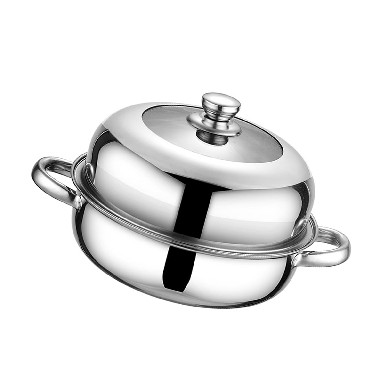 Shurhome Nonrust Steel Double Layer Steamer Pots Sturdy Multiple Layer Cookware for Family Meals and Holiday Cooking Nonrust Steel Steamer with Cool Handle