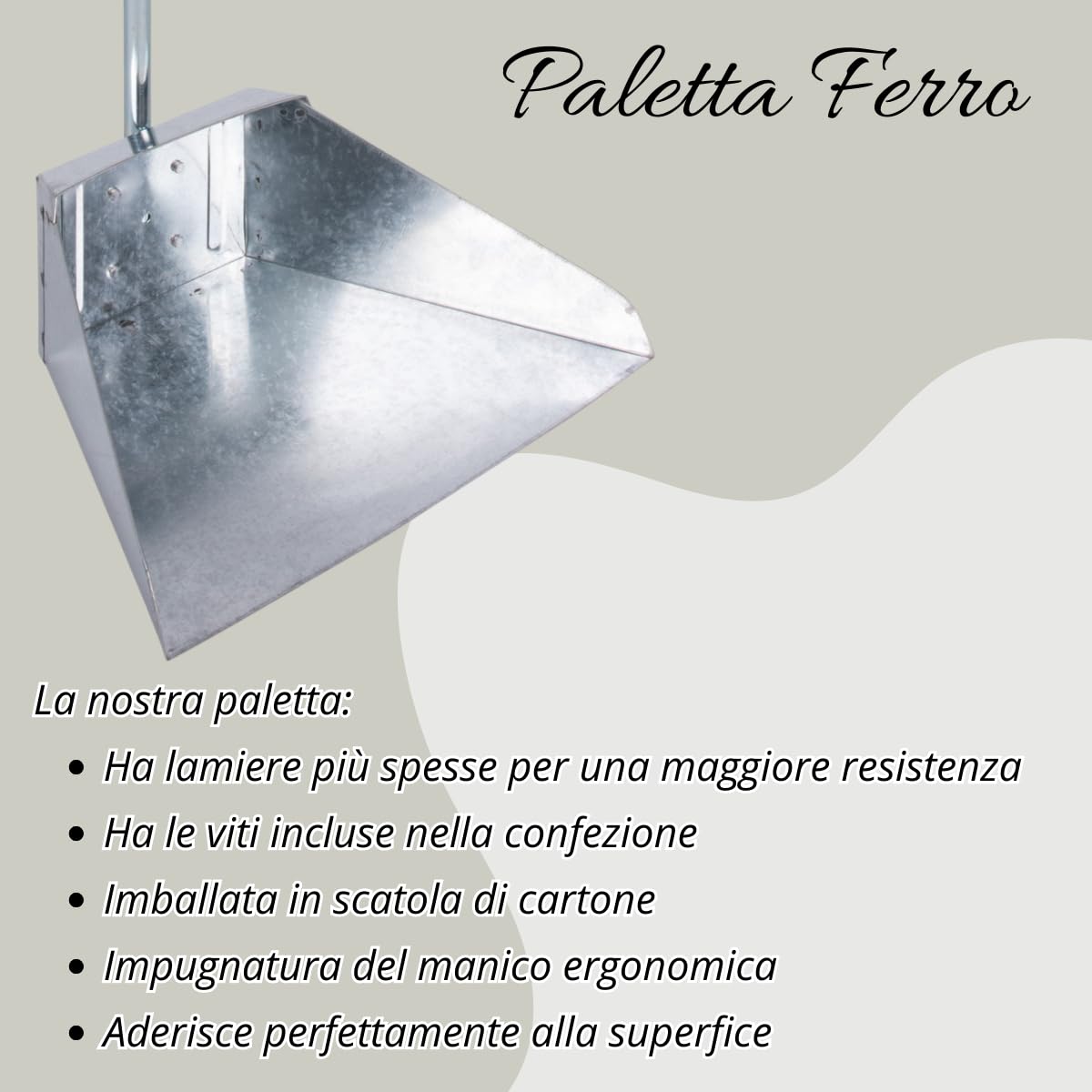 Tomaino - Set Pulizia Scopa Saggina con Paletta in Ferro zincato, Pulizia per Cortile Esterno, Giardino, Garage, Portico (Scopa con paletta)