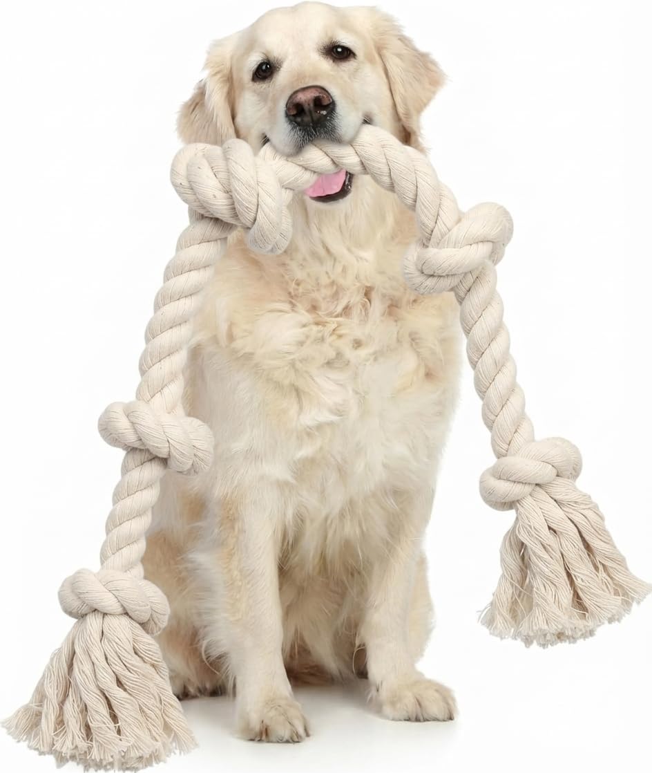 TUAHOO Dog Rope Toys for Large Dogs Aggressive Chewers, Indestructible Tug of War Toy, 100% Natural Cotton Tough Chew Toy for Boredom, Pulling, Teeth Cleaning (X Large - 3.3 Feet)