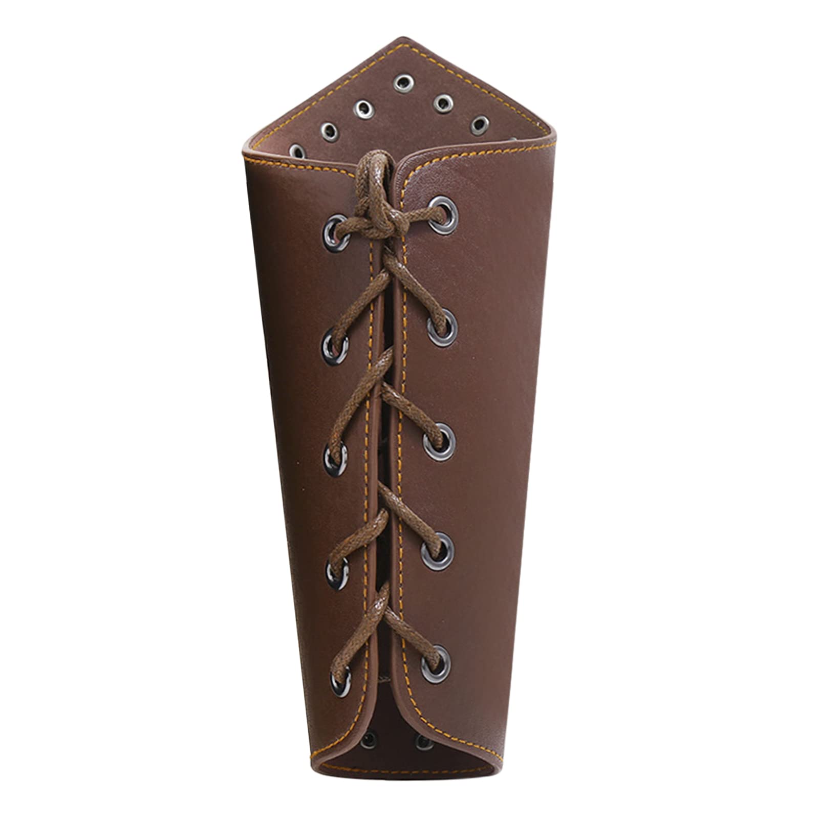 YJZQ Men's Punk Archery Arm Guard Adjustable Forearm Protector PU Leather Vintage Archery Protective Gear Hunting Target Shooting Antique Bracer Wristband, Brown