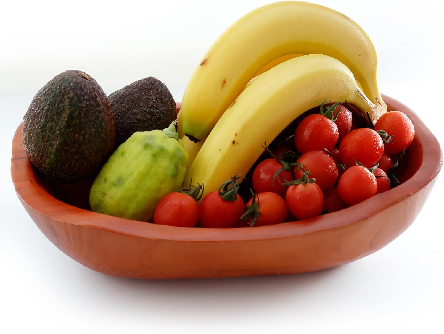 Serving Bowl for Fruits or Salads, Wooden Fruit Basket for Kitchen Counter Decorative Hand Carved Wood Serving Bowls for Vegetables, Snack, Candy, Bread, Appetizer