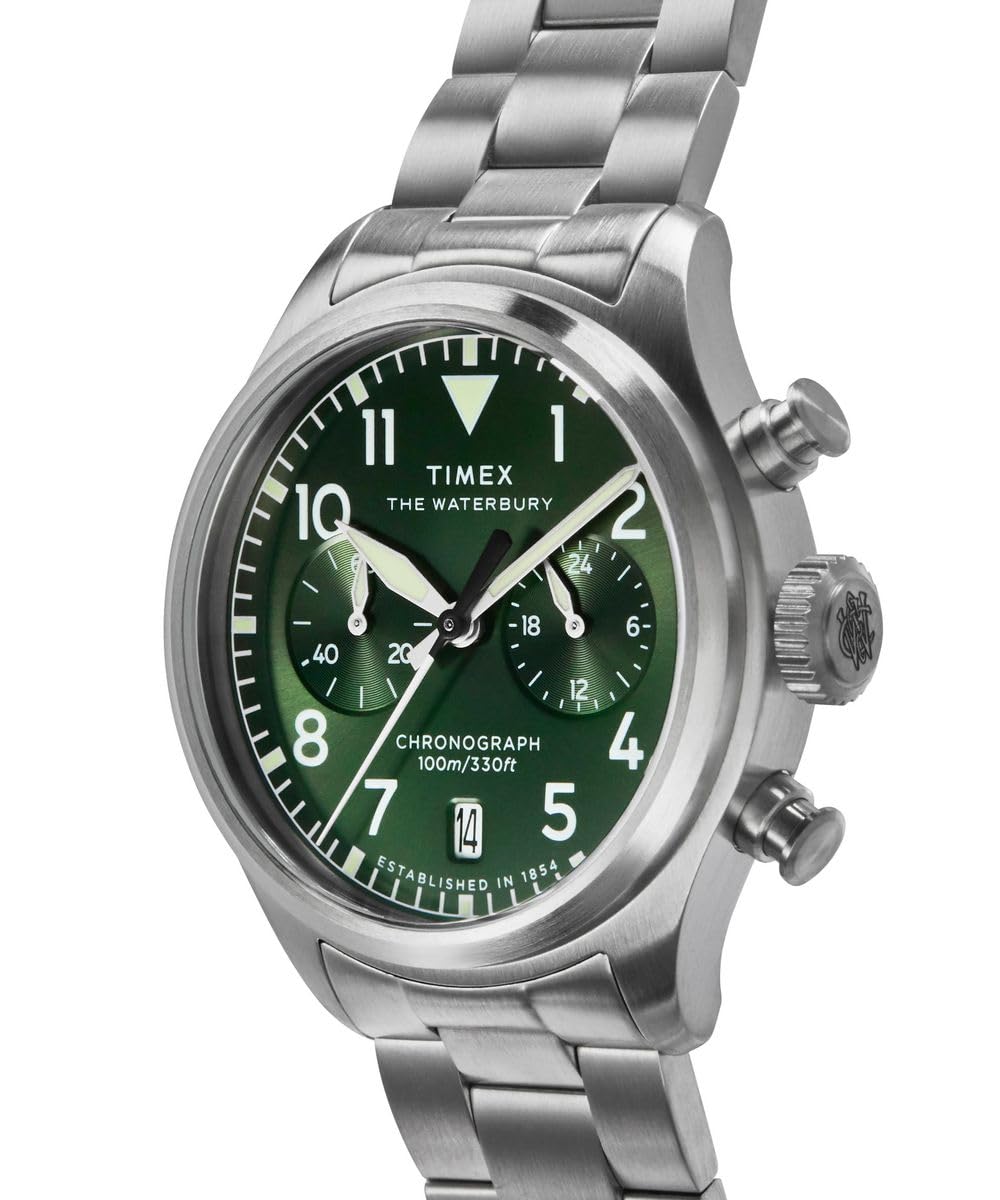 Timex Waterbury Ace TW2Y19000 - Orologio al quarzo da Uomo, 41 mm, cinturino in Pelle Marrone Con quadrante Nero e cassa in Acciaio INOX