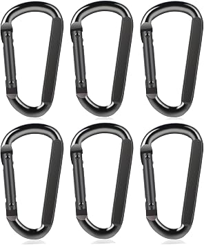 DELSWIN Heavy Duty Carabiner Clip 900lbs, 3 Inch Steel Carabiners for Keychain, Camping, Hiking, Backpack, Dog Leash, Hammock, Gym - D-Shaped Spring Hook Black