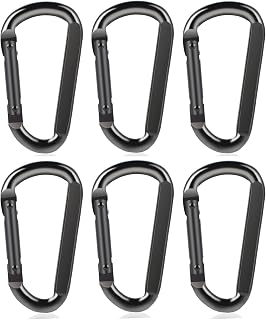 DELSWIN Heavy Duty Caribeaner Carabiner Clip - 855lbs, 3" caribeener Clips D Shaped Spring Hooks for Hammocks, Camping, Hiking, Dog Leash, Keychains, Outdoors and Gym, Black, 2 PCS