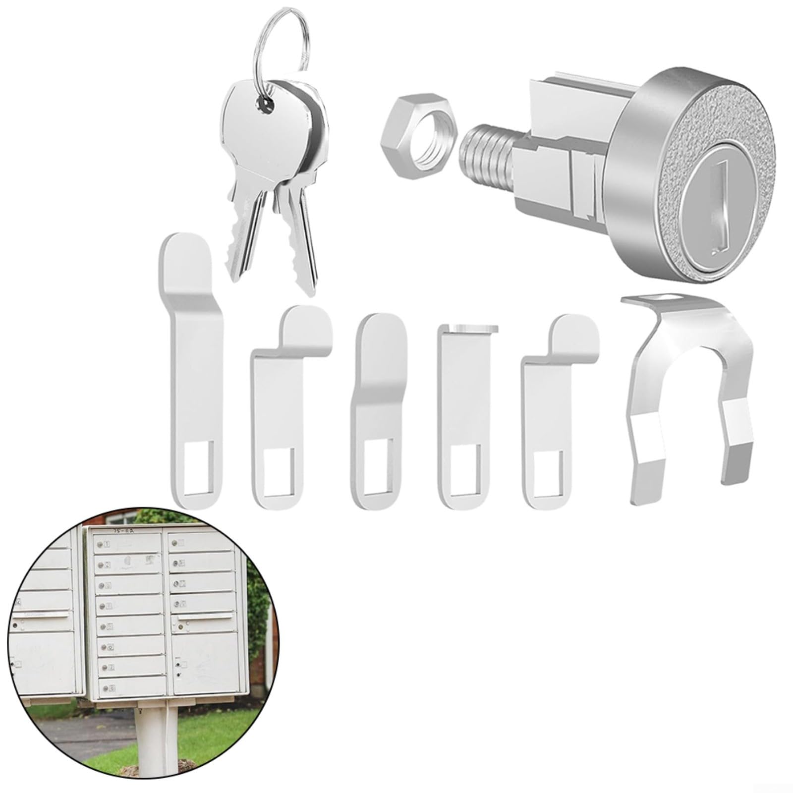 Briefkastenschloss-Ersatz-Set, für L-1172C, Schrankschloss, mit 2 Schlüsseln, stabile Zinklegierung, sicherer Verriegelungsmechanismus, für Heimbüro, Briefkasten-Sicherheits-Hardware (6