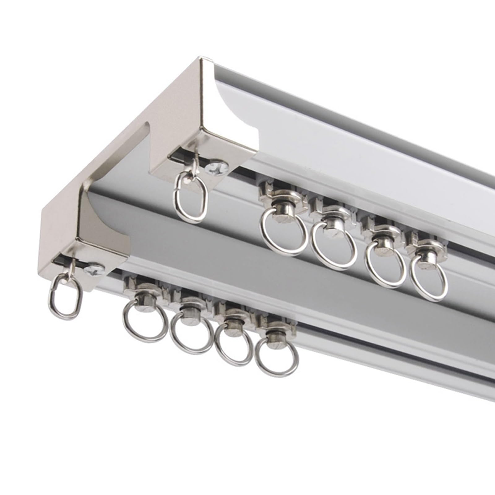 Riel Techo Aluminio Riel De Cortina Doble Para Techo - Guía Deslizante  Silenciosa Para Cortinas De Tela Y Tul Cortina Riel Techo, image size:1600x1600
