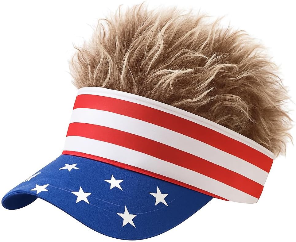 Men's Hair Visor Sun Hats Visor with Hair Fake Hat with Hairs for Men Novelty Spiked Adjustable Baseball Caps Funny Gift