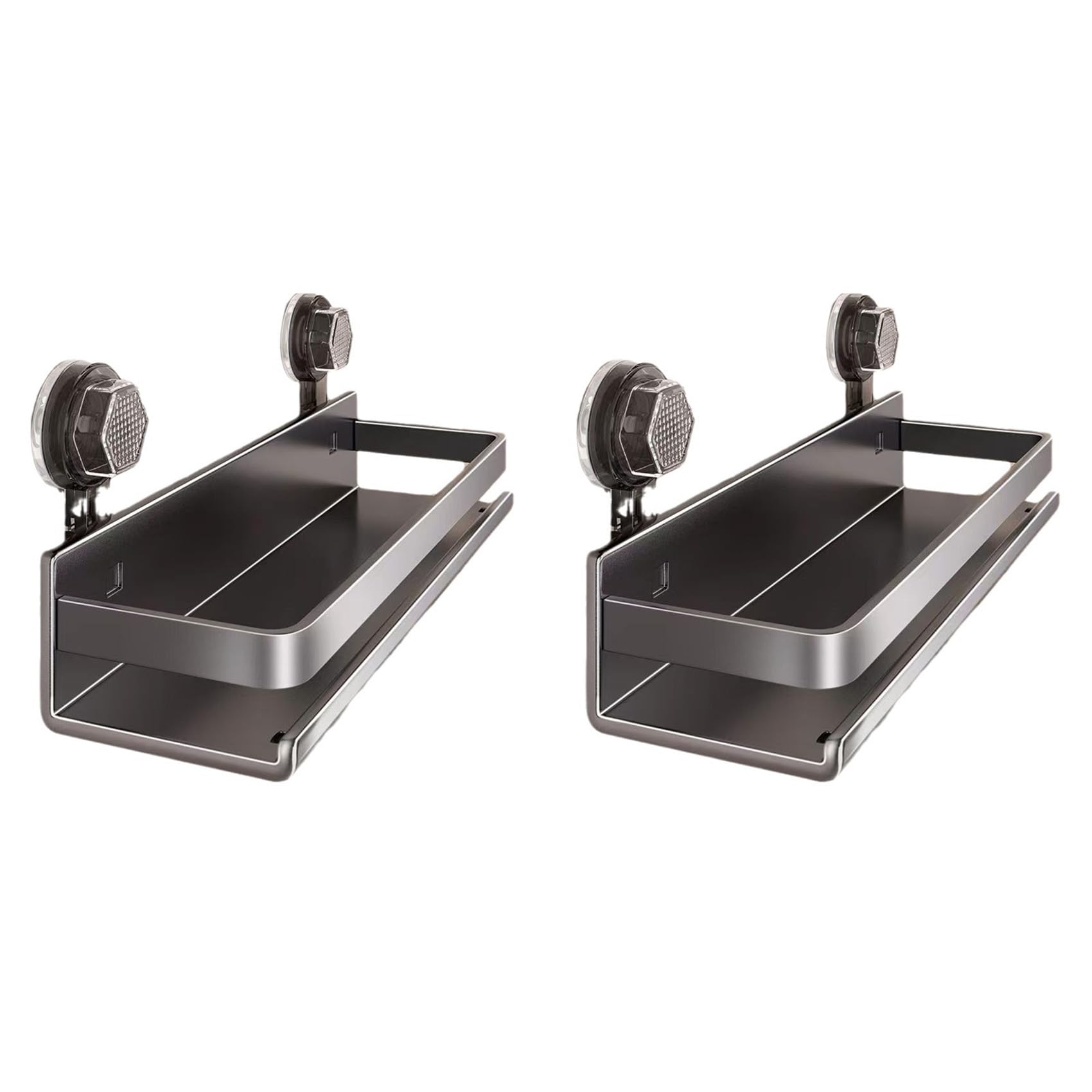 Vjsujehgy 2X Bathroom Suction Cup Shelf - Wall Mounted Storage Rack for Shower, Home Organizer Holder, Space-Saving Design