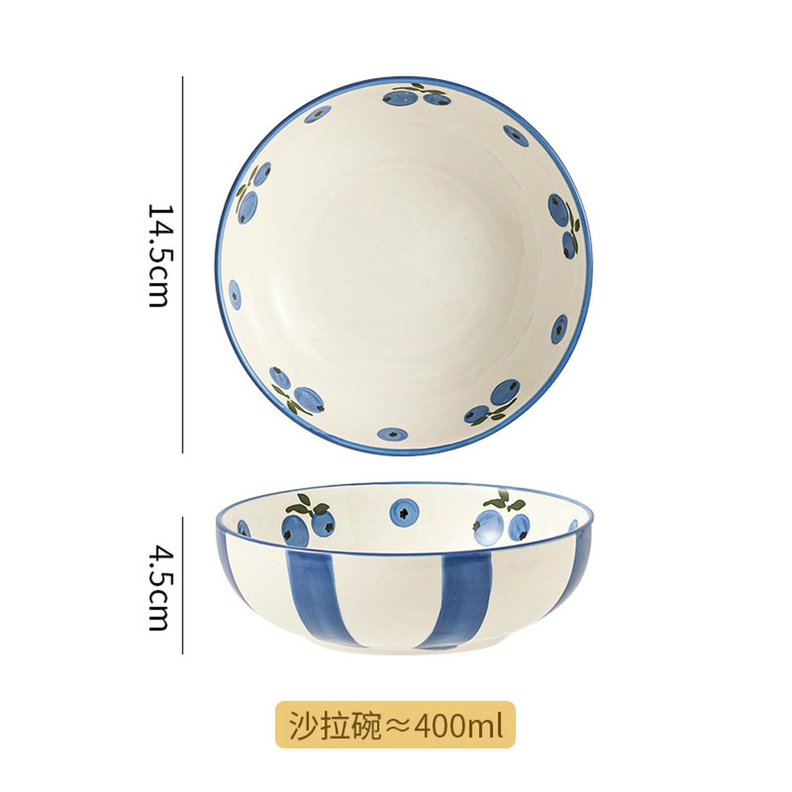 Świeża, urocza i delikatna ceramiczna miska śniadaniowa w stylu koreańskim - niebieska