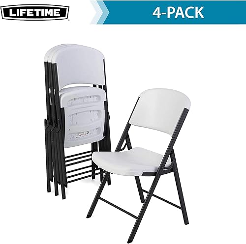Miniatura 4 de Lifetime Silla plegable contorneada de grado comercial, color blanco (paquete de 4)