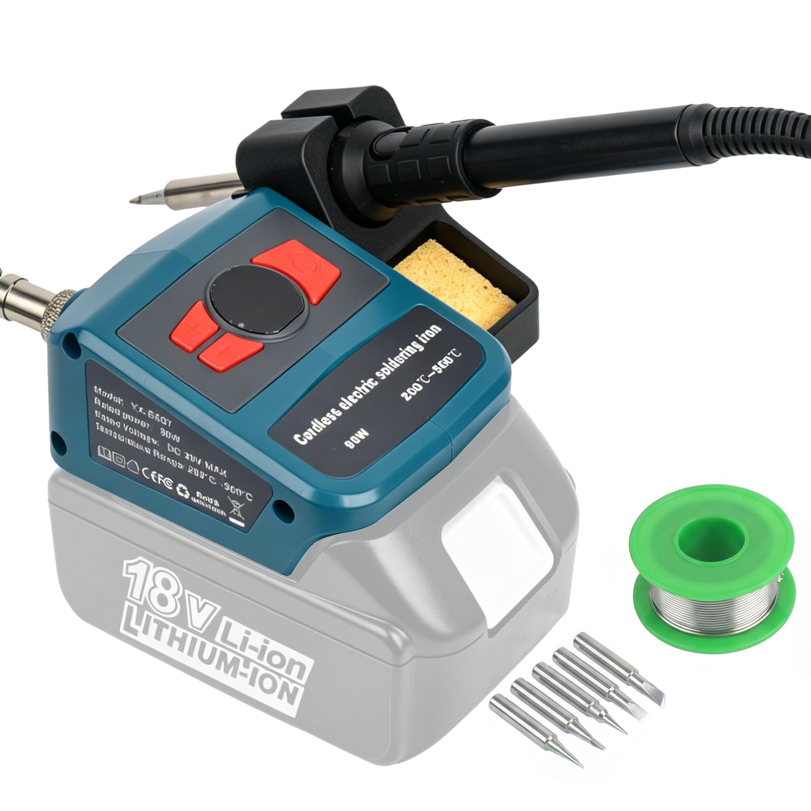 90W Cordless Soldering Iron Kit Compatible with Makita 18V Battery, Digital Display Portable Soldering Iron 2s Fast Heating Adjustable Temperature 200℃-500℃, Electric Soldering Iron with 5 Soldering T