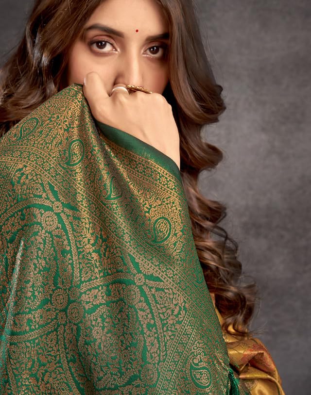Image of SIRIL Women's Kanjivaram Silk Saree Pure Silk Banarasi Saree With Unstitched Blouse Piece