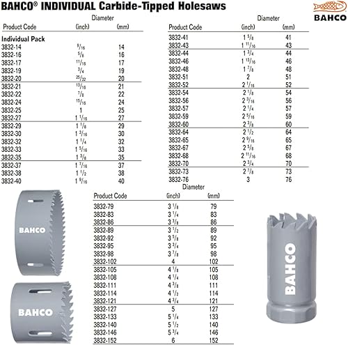 Miniatura 6 de Bahco BAH3832-56 - Agujeros con punta de carburo de 2-732 pulgadas de diámetro  2.205in de diámetro