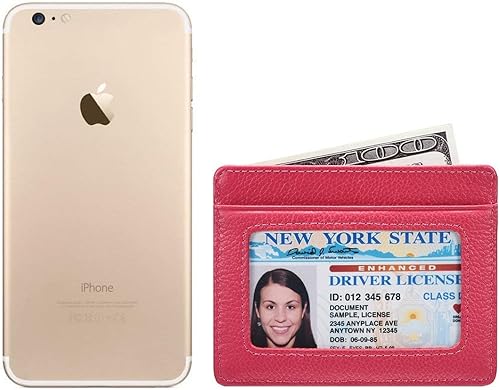 Miniatura 6 de KALMORE womens Credit Holder Genuine Leather Slim Minimalist Card Case Wallet, Black With Id Window