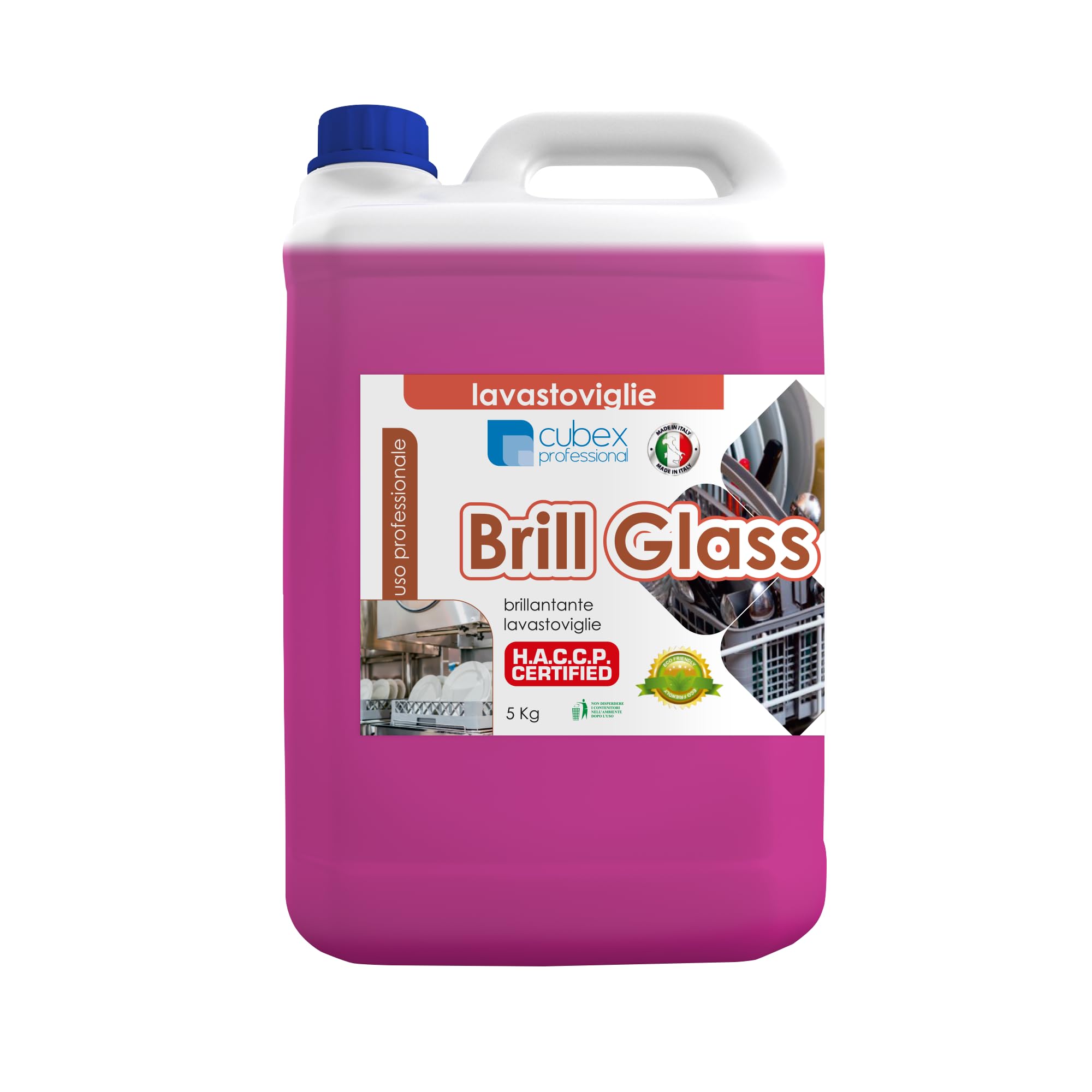 Cubex Brill Glass - Detergente aditivo abrillantador para lavavajillas, 4 x 5 kg