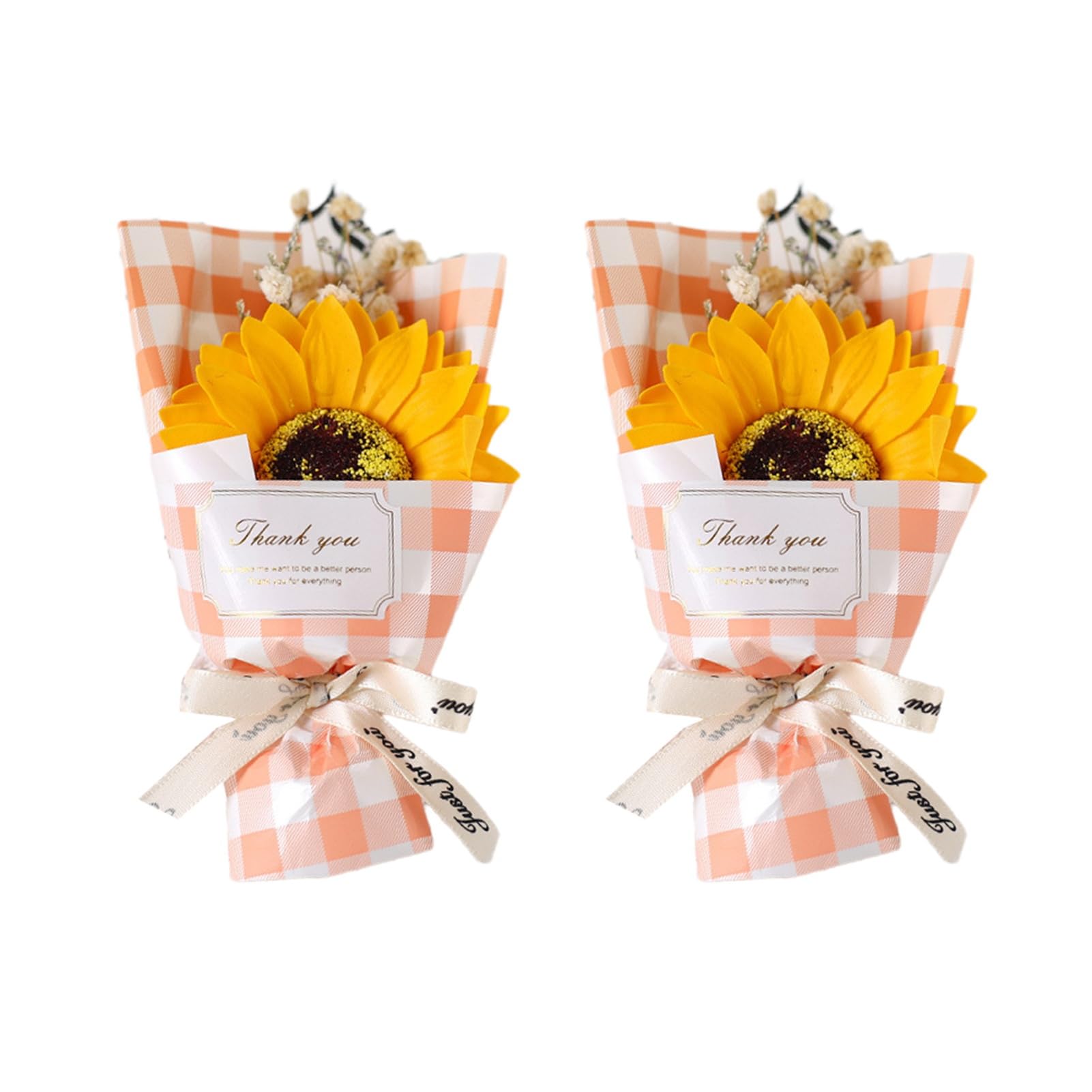 RetroNest Artificial Sunflower Soap Handmade Sunflower Soap 2 Pcs Mini Sunflowers Bouquet Scented Artificial Flower Handmade Eco-friendly Floral Bathroom Decor Gift for Women Mom Wife Girlfriend C 2p