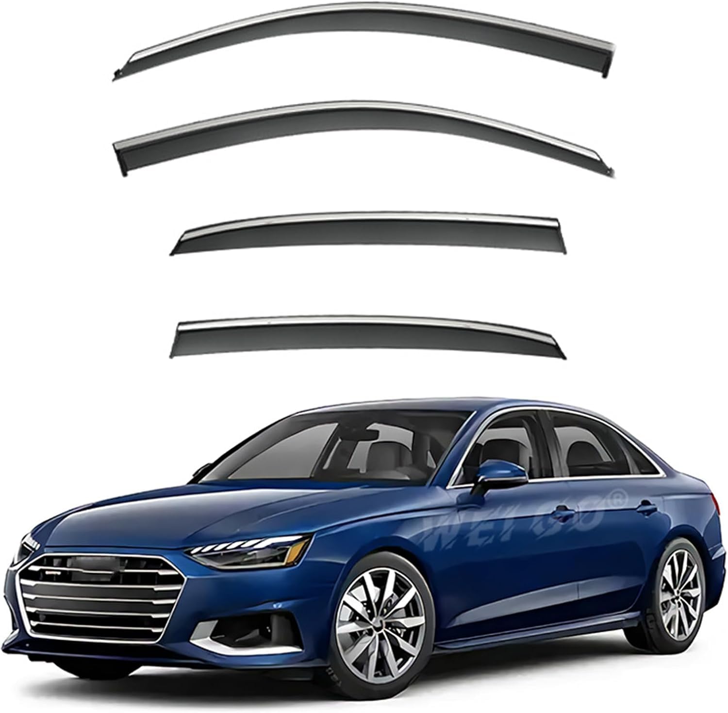 FengXH Window Deflectors for Audi a4 MK5-B9 2017-2025+ - 4pc Smoke Tint, Waterproof, Noise Reducing.