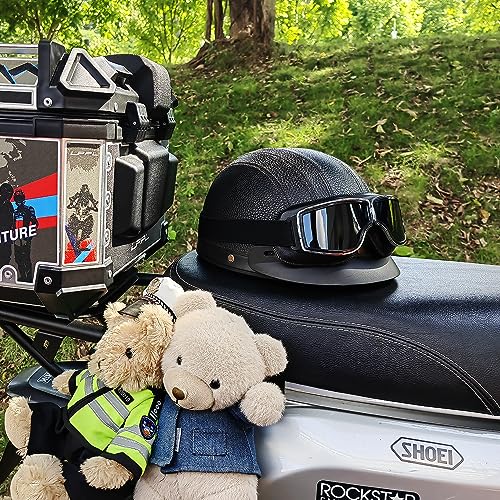 GGBuy Motorcycle Goggles Vintage Anti Fog Pilot PU Leather Glasses Dustproof ATV Off Road Motorbike Helmet Eyewear Protect for Ridding Motorcross Classes Aviator Goggles - Thumbnail 3