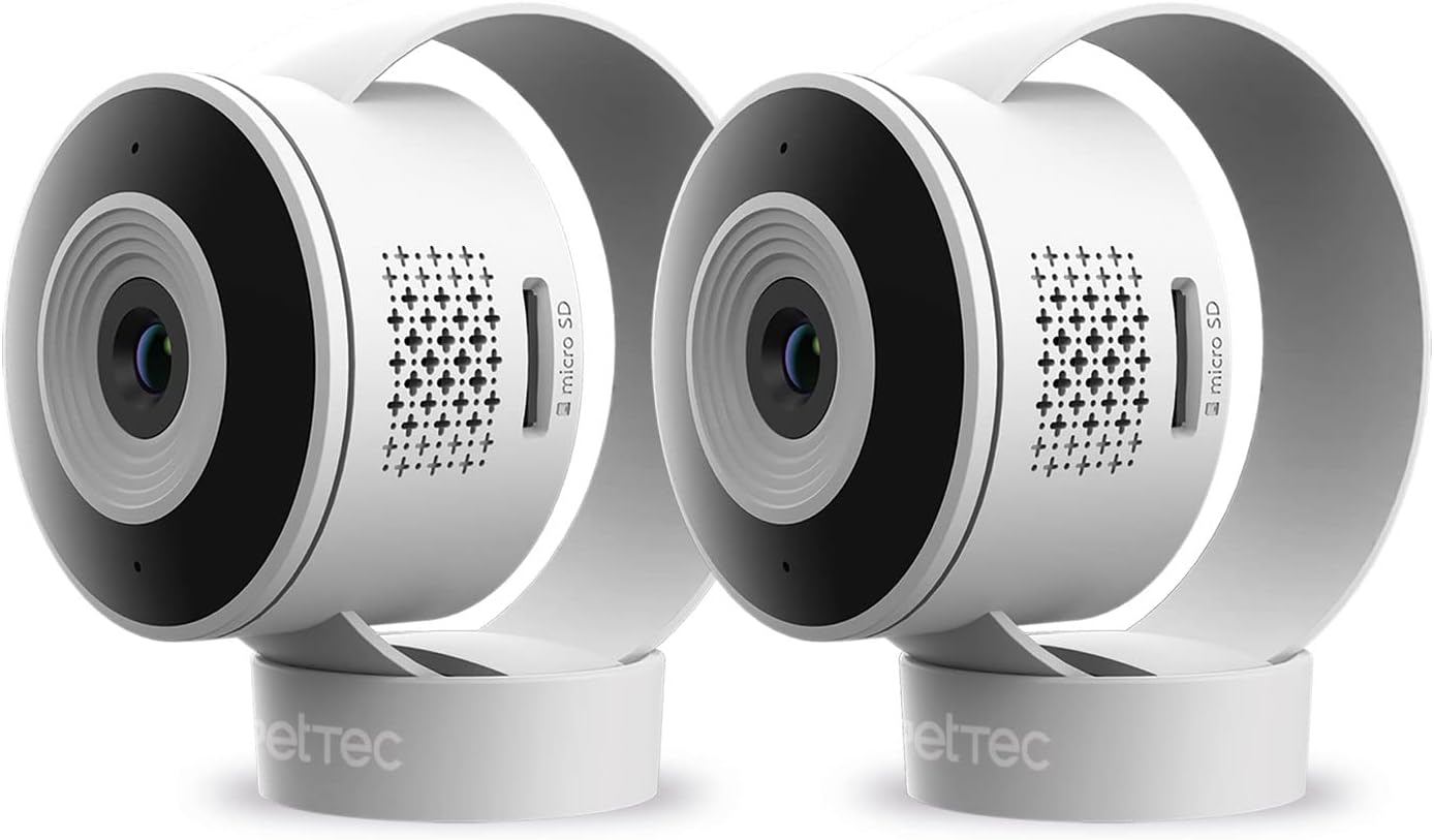 PetTec Cam Lite 2er Set | Überwachungskamera für Haustiere mit App, Bewegungsmelder & Handyübertragung | WiFi Kamera | WLAN Kamera Indoor mit Nachtsicht | Hundekamera, Haustierkamera