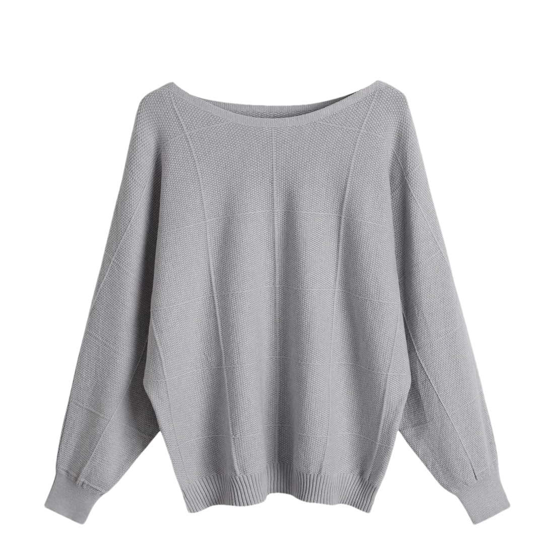 Suéter de invierno para mujer, suéter de gran tamaño, cuello oblicuo, otoño, suéteres de punto para mujer