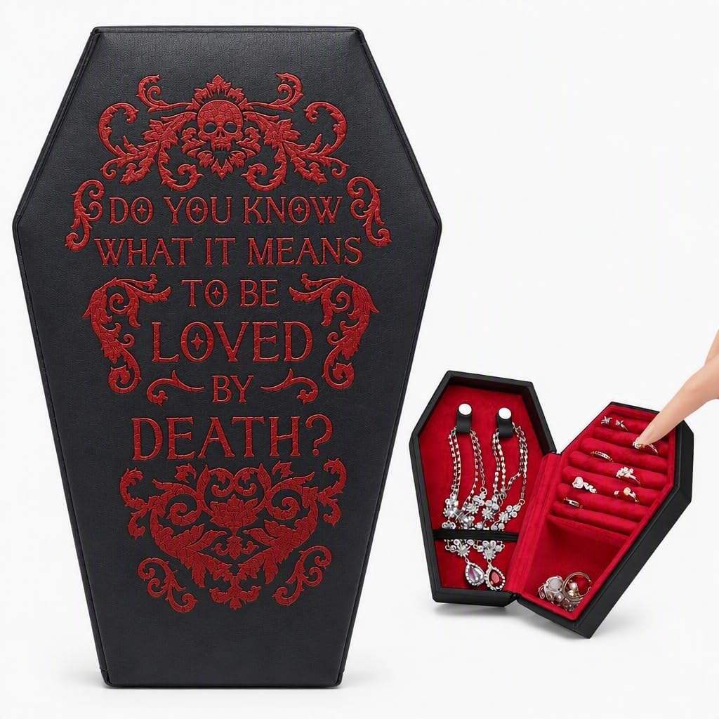 Gothic Coffin Velvet Jewelry Box for Goth Girl Jewelry Organizer Decoration