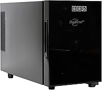 Vista 1 de Koolatron Refrigerador de vino de 6 botellas, enfriador de vino independiente con puerta de vidrio, refrigerador de lata de bebidas de 0.6 pies