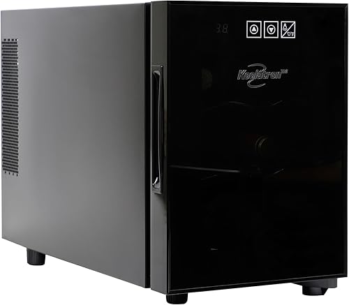 Koolatron Refrigerador de vino de 6 botellas, enfriador de vino independiente con puerta de vidrio, refrigerador de lata de bebidas de 0.6 pies