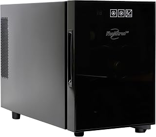 Koolatron 6 Bottle Wine Fridge – Freestanding Wine Cooler with Glass Door, 0.6 cu ft (16 L) Beverage Can Refrigerator, Digital Temperature Control, Ideal for Red, White & Sparkling Wine, Champagne