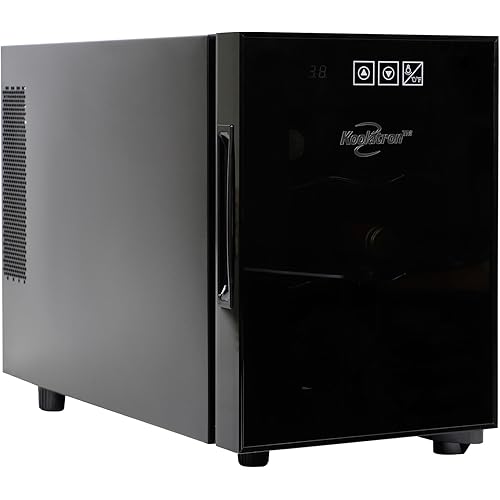 Koolatron 6 Bottle Wine Fridge – Freestanding Wine Cooler with Glass Door, 0.6 cu ft (16 L) Beverage Can Refrigerator, Digital Temperature Control, Ideal for Red, White & Sparkling Wine, Champagne