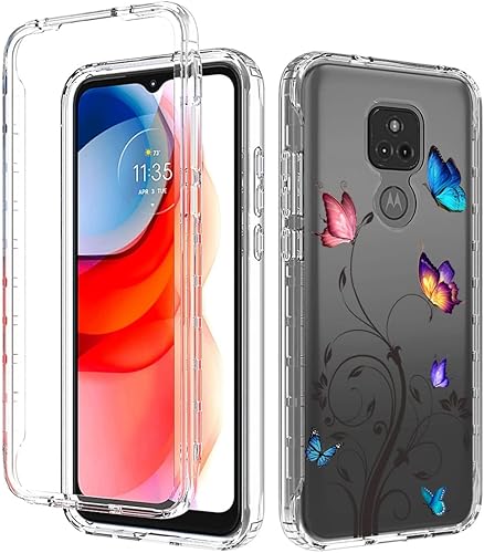 Miniatura 6 de Ueokeird Funda para Moto G Play 2021XT2093DL con protector de pantalla de vidrio templado, funda protectora de cuerpo completo con patrón de
