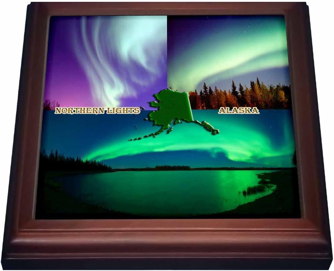 TRV 47303 Sandy Mertensアラスカ &ndash; Northern Lightsコラージュ &ndash; 五徳 8x8 Trivet