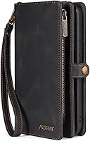 Vista 8 de Asuwish Funda de teléfono para Samsung Galaxy A71 5G con cremallera, funda desmontable con protector de pantalla de vidrio templado y soporte