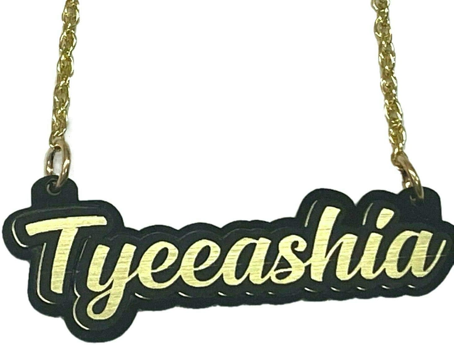 MIRROR MANIA Personalized Matching Necklace With Gold Chain and Post Stud Earrings Made To Order Custom Any Name Color Choice Laser Cut - Great Gift!