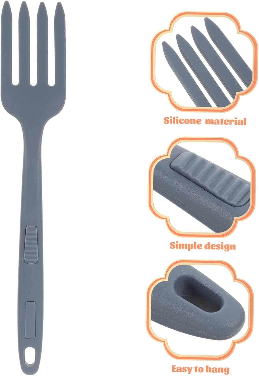 Large Silicone Kitchen Pasta Fork for Cooking and Salad Mixing