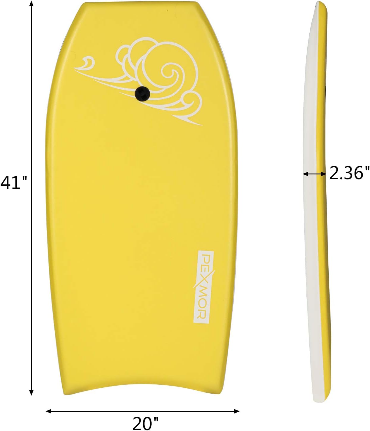 PEXMOR 41in Body Board, Lightweight Bodyboard with Premium Leash, EPS Core, XPE Deck, HDPE Slick Bottom, Adjustable Wrist Rope, Perfect Surfing for Kids and Adults in Sea Beach Pool