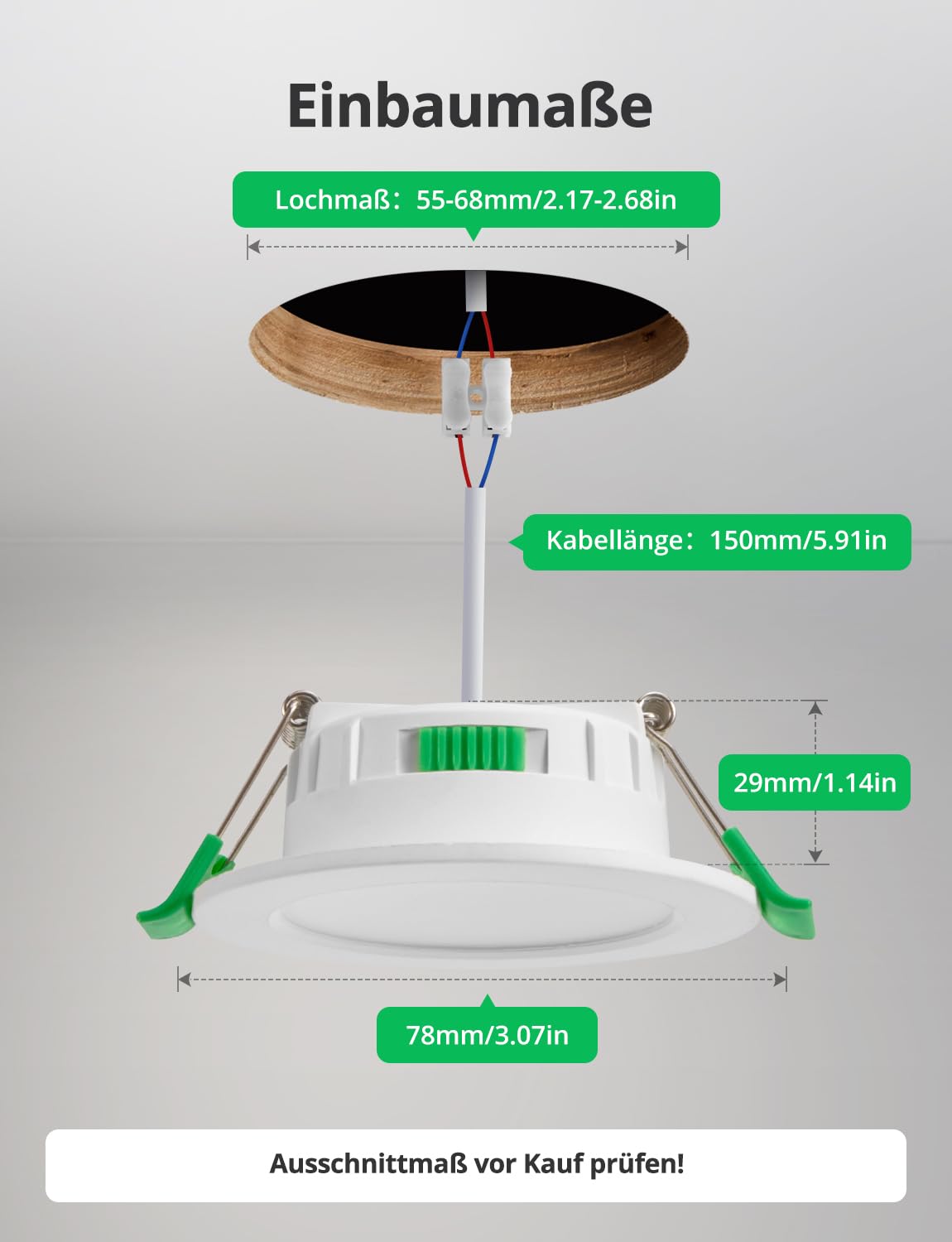 BOJIM 30er Set Einbaustrahler LED Spots Deckenleuchte 55mm - 68mm Lochmaß mit 3 Farbtemperaturen