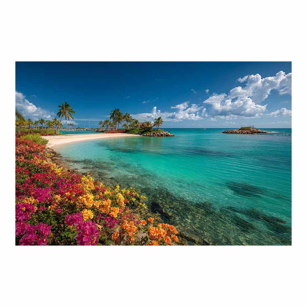 HOQIU Canvas Wall Art Turquoise Beaches es Blooms canvas art, art print, house decor, bedroom wall decor above bed, prints for living room.(Multicolor)-80x120cm Unframed