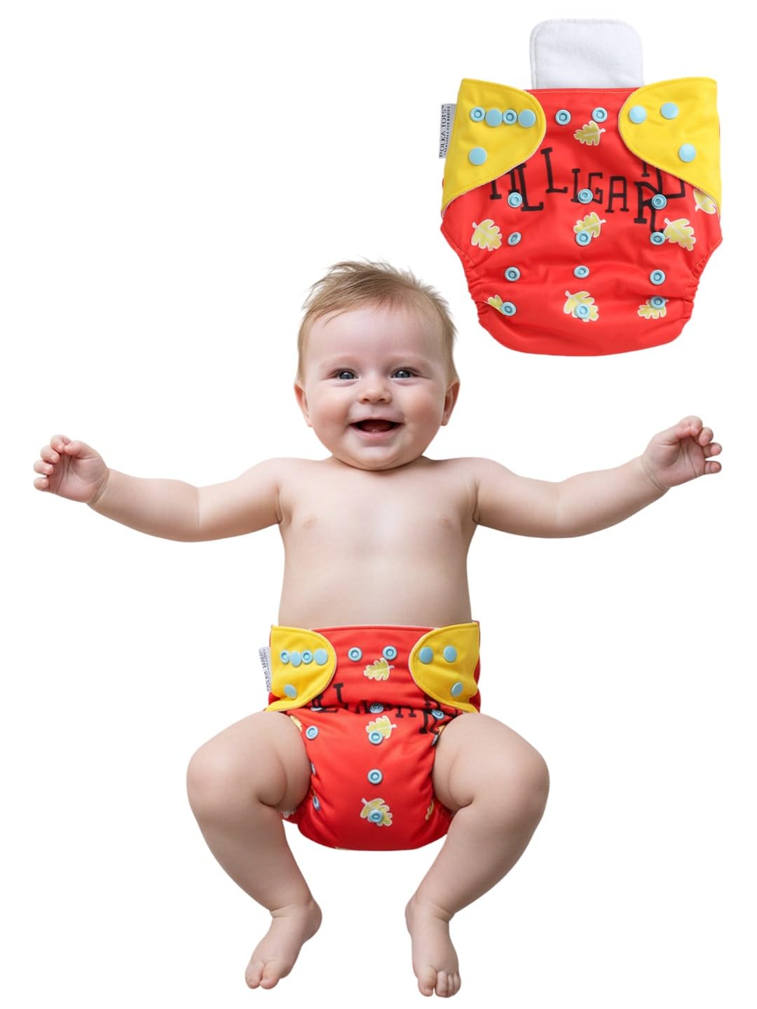 POLKA TOTS Reusable Cloth Diapers for Babies | Adjustable Leak-Proof Cotton Nappies | High Absorbent & Washable Diaper with Leak-Proof Cover & 5-Layer Bamboo Charcoal Insert for Newborns (0-24 Months)
