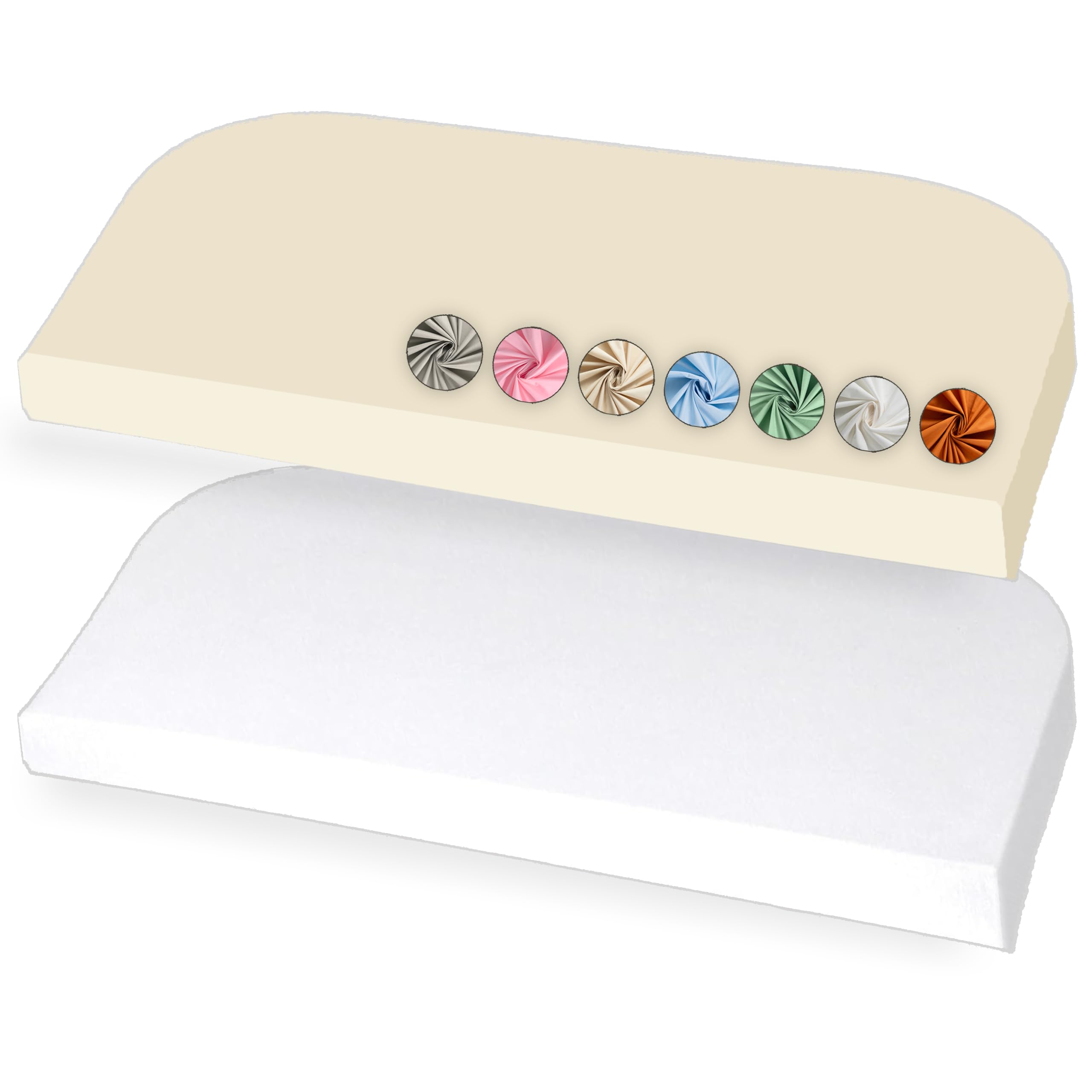 Kompatibel mit BabyBay Spannbettlaken 50x89cm - Kompatibel mit Babybay Maxi, Midi, Boxspring, Comfort, Comfort Plus- Spannbettlaken 100% Baumwolle (Weiß/Vanille, 50x89cm)