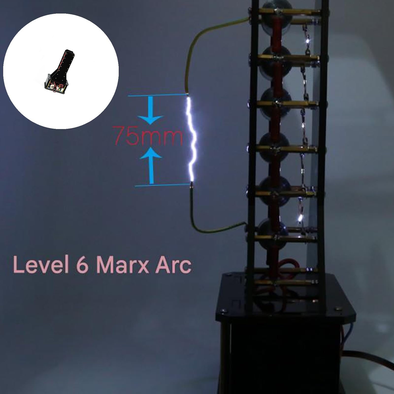 Generador Marx de 6 niveles, conjunto de experimentos de de voltaje de 24 V con salida de 100000 V para demostración e investigación de física, herramienta de enseñanza de física