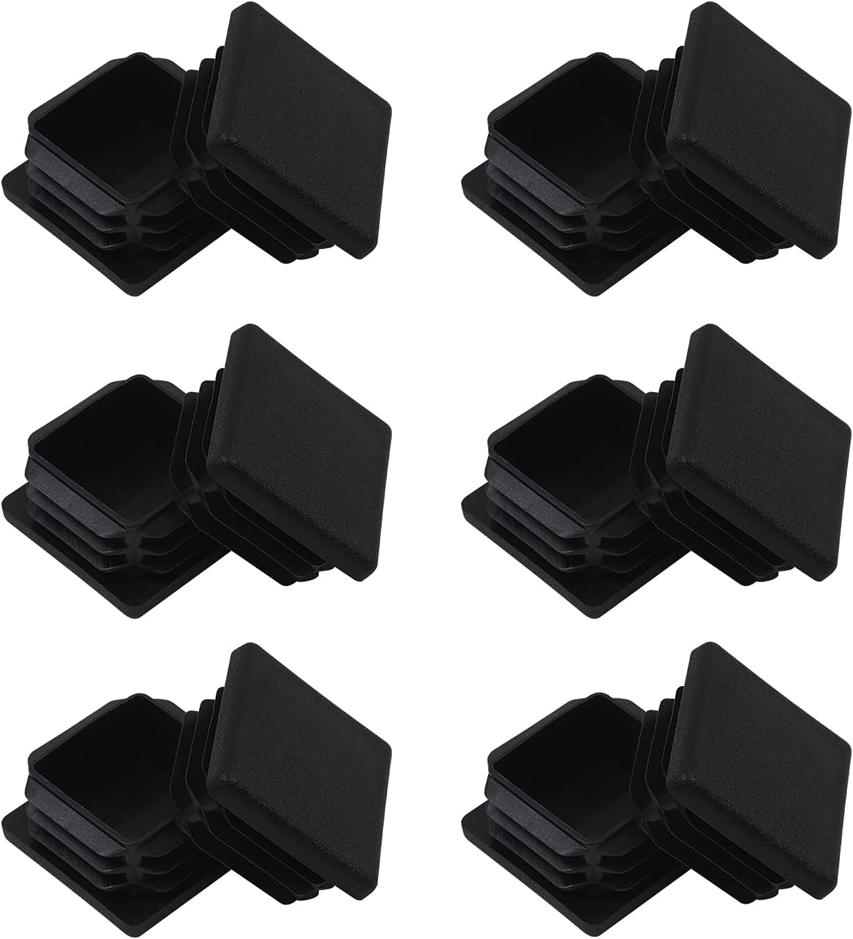 WZB 1 12 1.5 inch Square Tube End Cap Plastic Plugs 12 Pack, 1 12 inch 1.5 inch Square Tubing Plug 1.5 x 1.5 Tube End Caps Fence Post Pipe Cap Cover Tubing Insert Chair Glide Finishing Plugs, Black