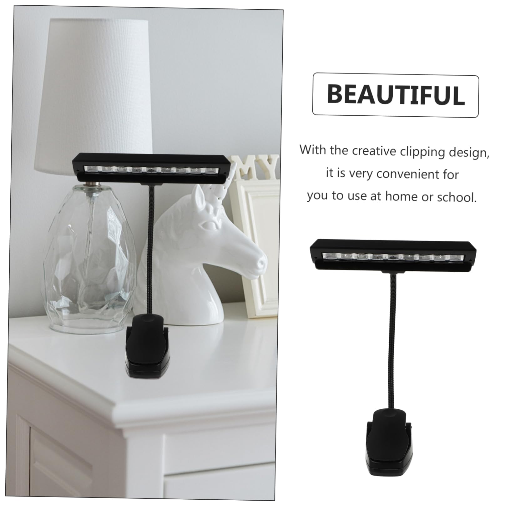 KKXXYQFC Lampada 1 Set Lampada da tavolo a LED per spartiti Lampada da tavolo con clip Lampada da scrivania per studio Lampada da lettura notturna con clip Lampada da comodino pieghevole Lampada a LED