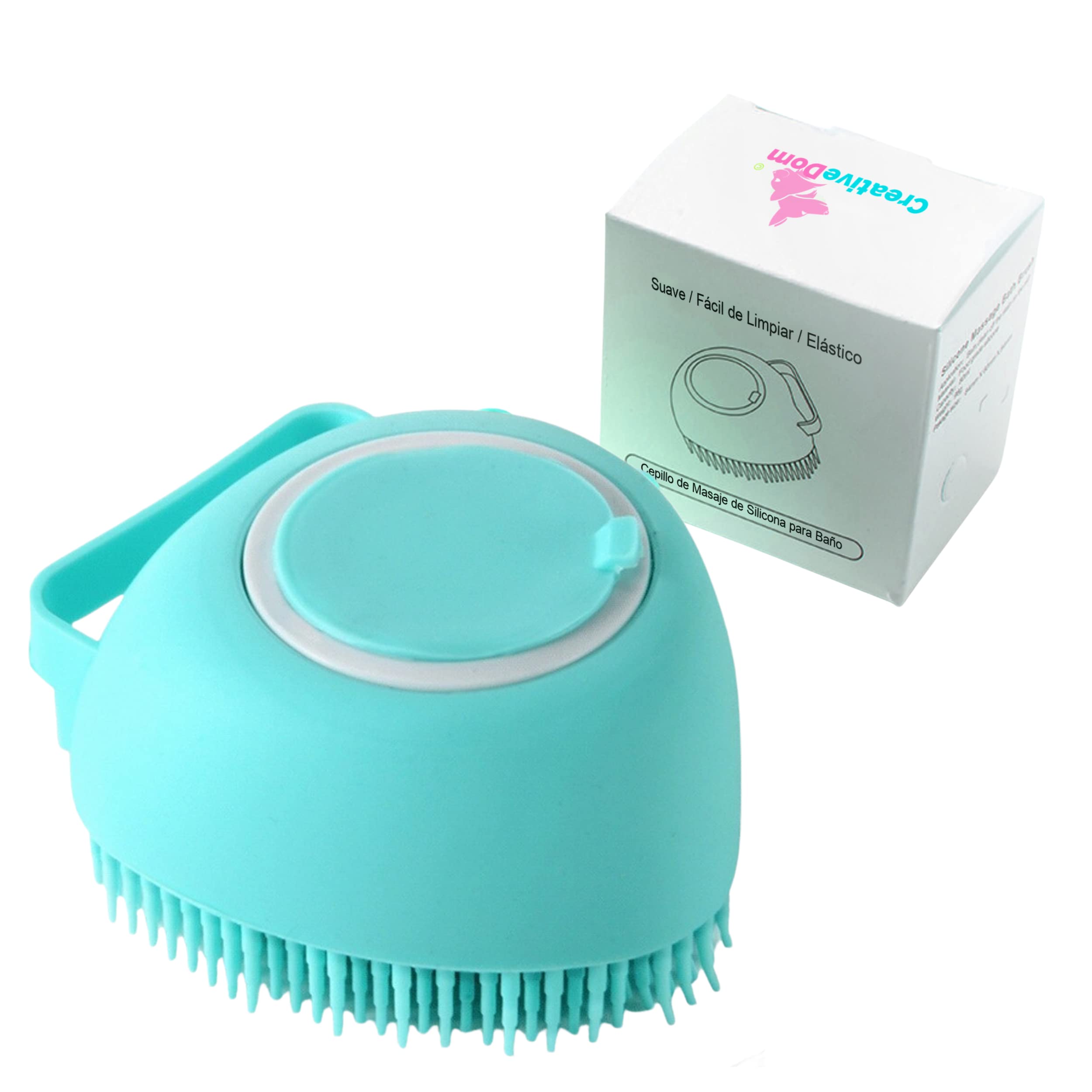 Cepillos de baño para mascotas, cepillo para baño perro, cepillo de ducha de silicona para perros, cepillo ducha perro (Cian 1)