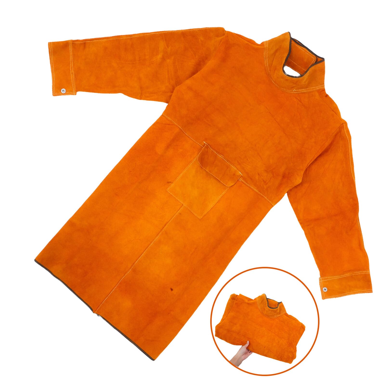 Operitacx Overol de Soldadura de Resistente al Calor y Desgaste con Protector de para Soldadores Uniforme Ignífugo Naranja Adecuada para Talleres y Trabajos Seguros