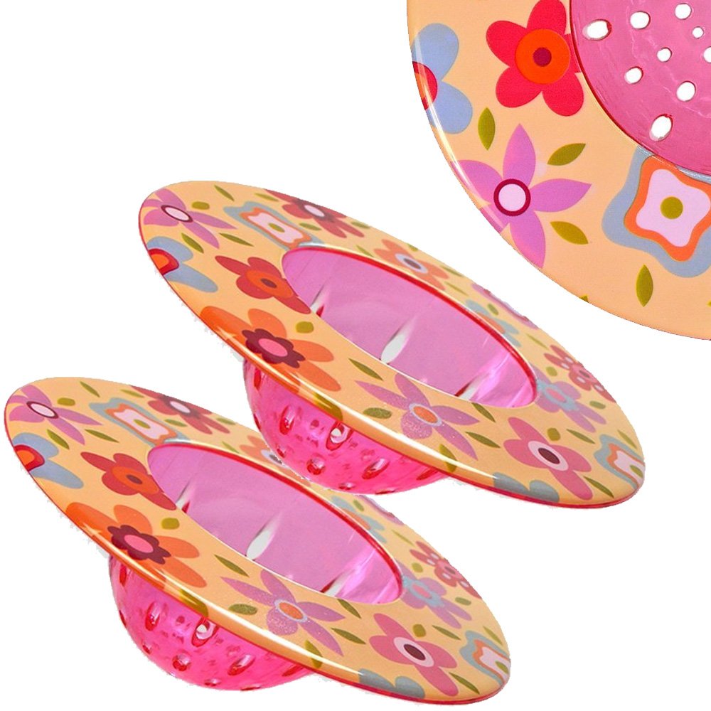 5.25 , Pink Floral 2 Set of Decorative Kitchen Sink Strainers, 1.5