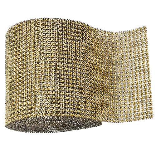 BESTOMZ Rotolo Di Nastro Di Strass Oro 36 Pollici X 4.7 Pollici Nastro Diamantato Decorazione Per Torte Nuziali Feste Compleanno Baby Shower Progetti Artigianali