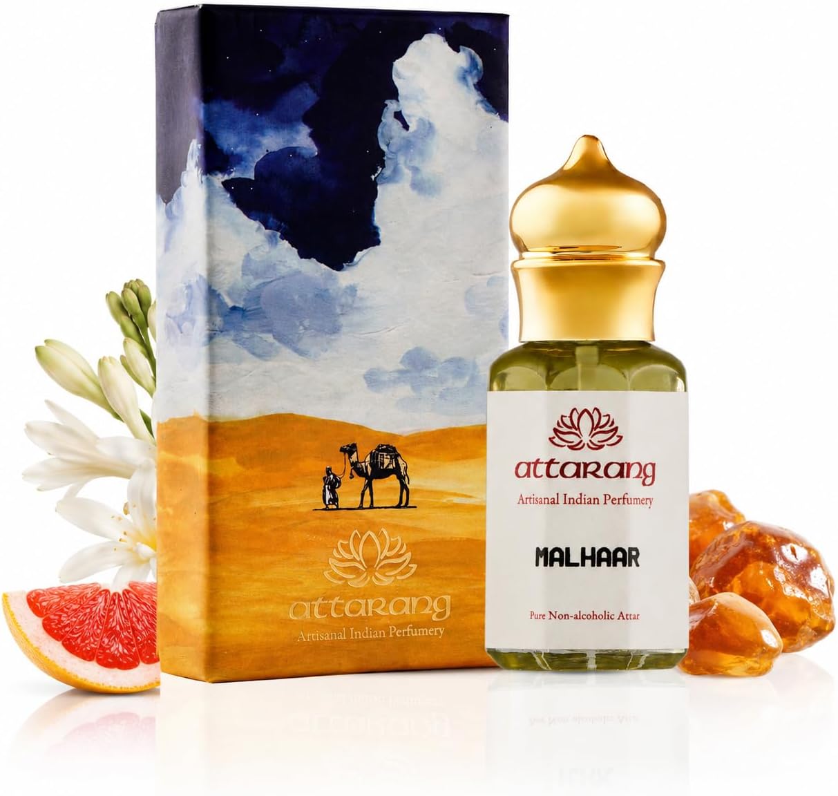 Malhaar by Attarang: Premium Attar | Grapefruit, Tuberose & Amber Notes | Rare Ingredients for Long-lasting, Captivating Scent - 10ml