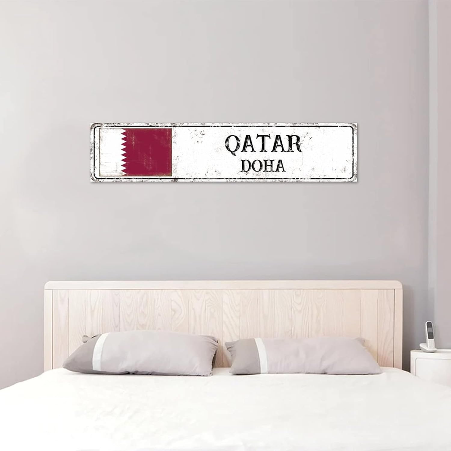 Qatar Wall Decoration Signs Farmhouse Wood Pallet Wall Plaque Sign Retro Highway Freeway Road Wall Art Wood Plaque Sign Home Decor for Laundry Pantry 8x35 Inch