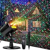 Laser Christmas Projector Lights Outdoor Indoor, Red and Green Laser Projector with Remote Control, Waterproof Holiday Laser Projector Decor for House, Garden, Party, Wall.